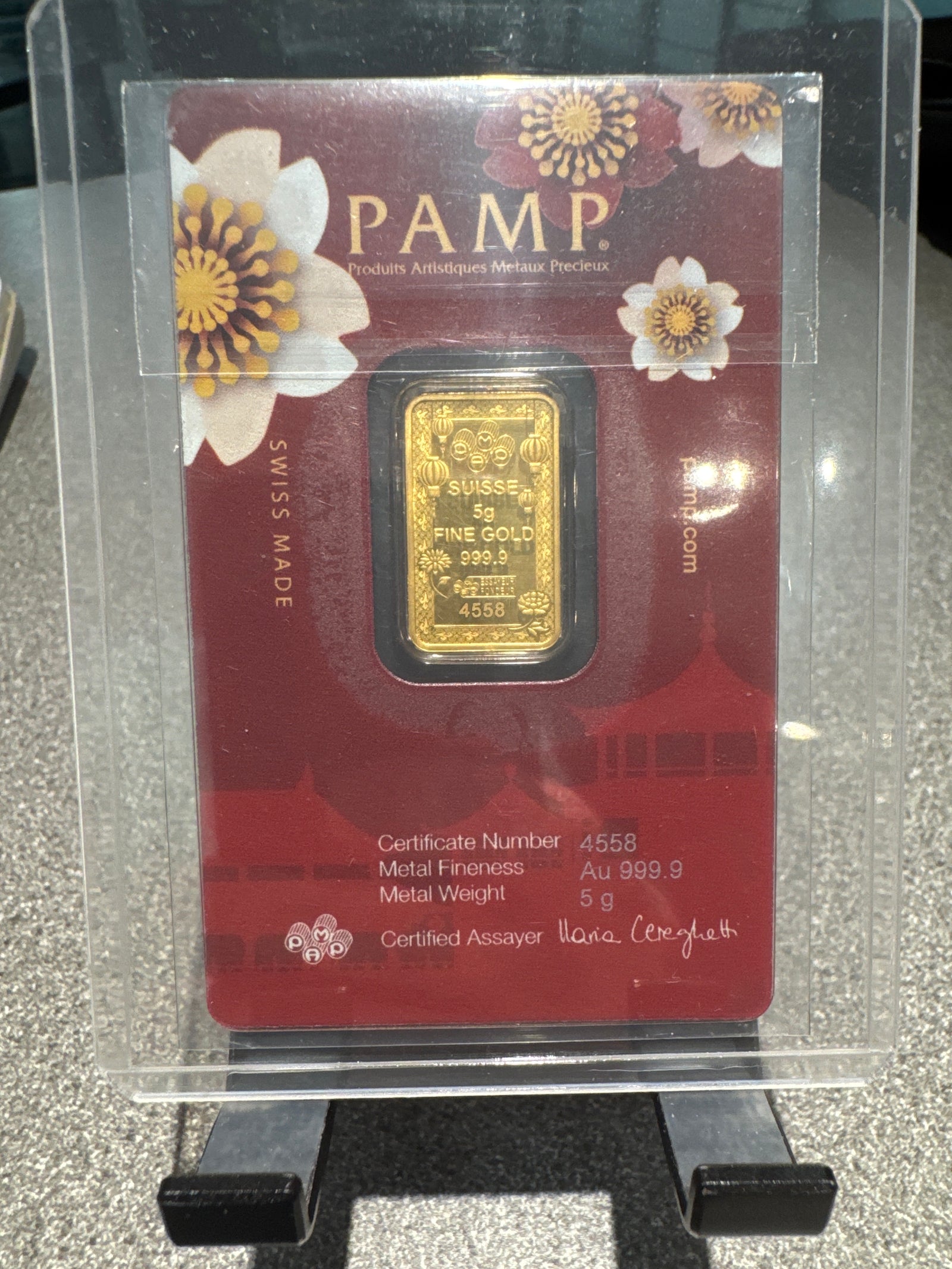 Pamp 5grams 24ct fine gold bar “laughing Buddha”