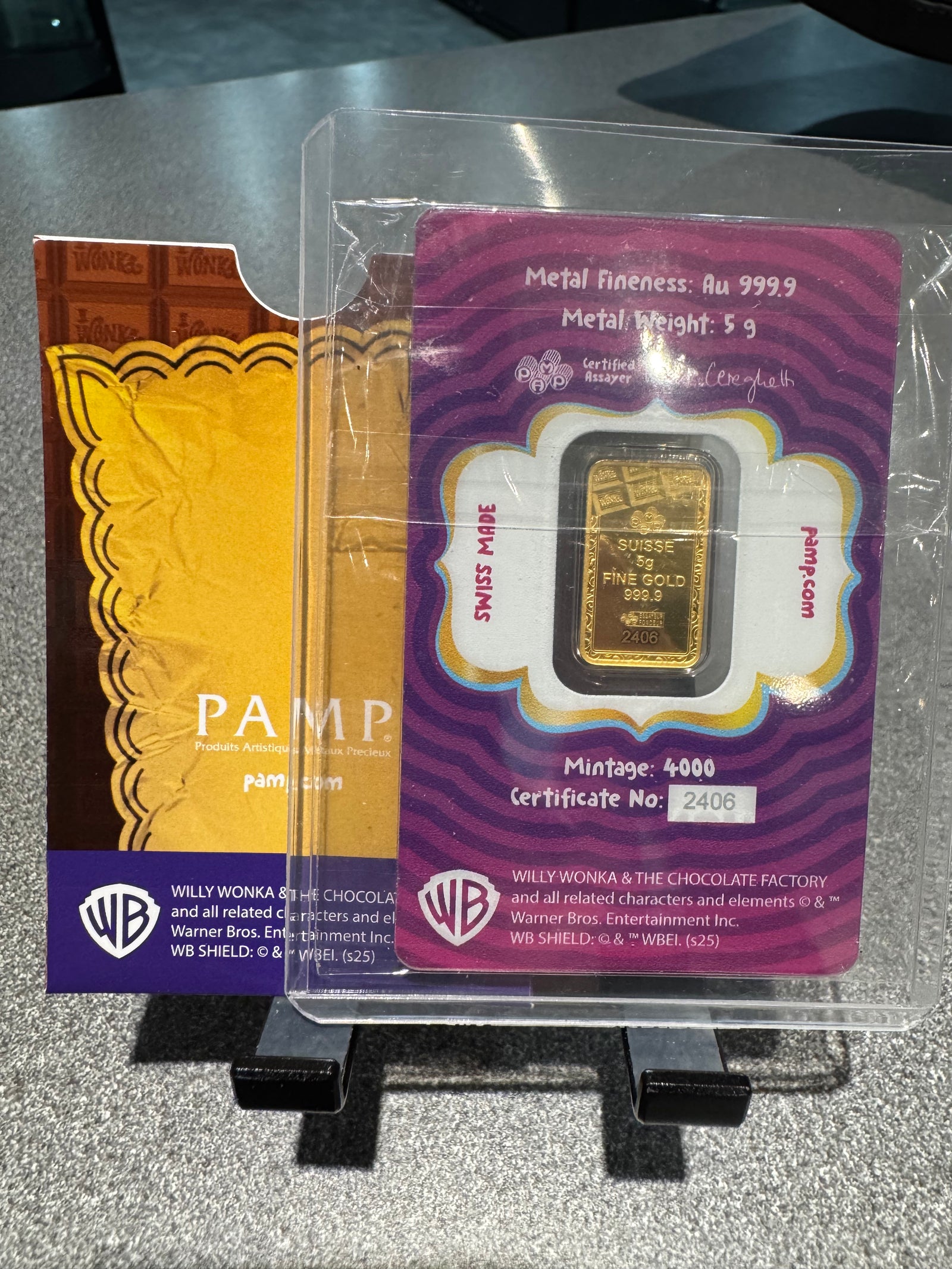 Pamp wonka bar 24ct fine gold 5 grams