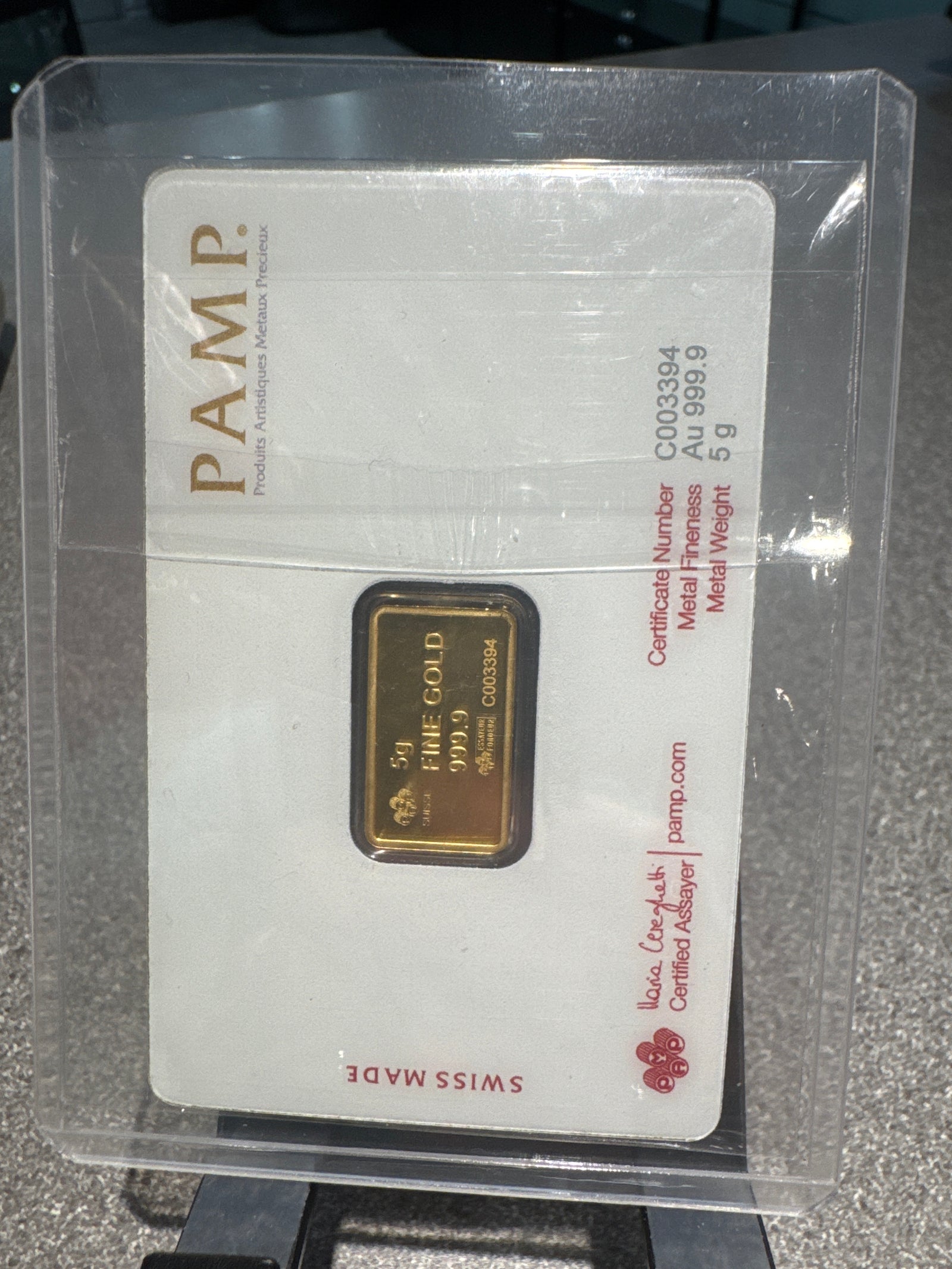 Pamp 5 grams 24ct fine gold “America the free” bar