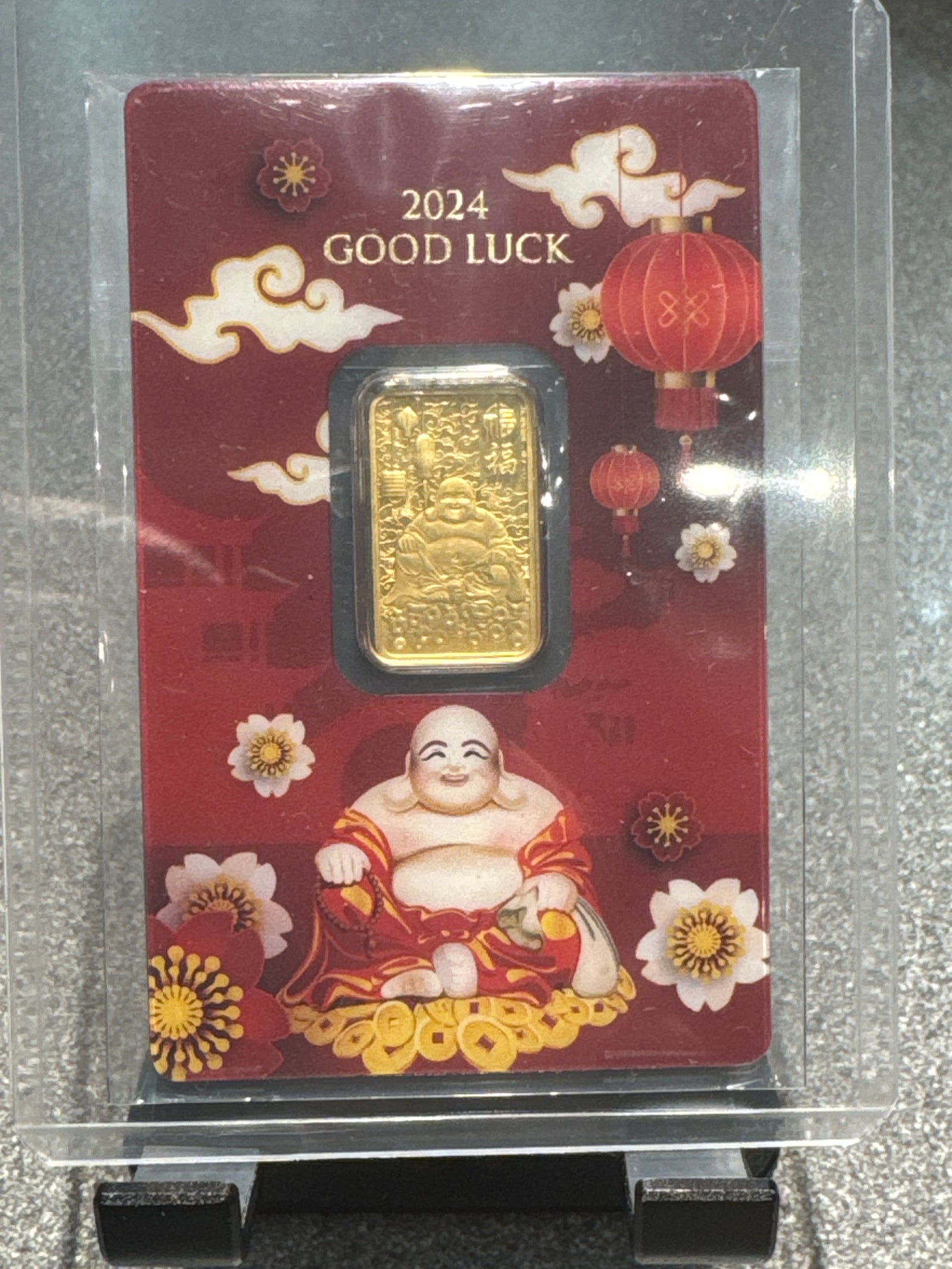 Pamp 5grams 24ct fine gold bar “laughing Buddha”