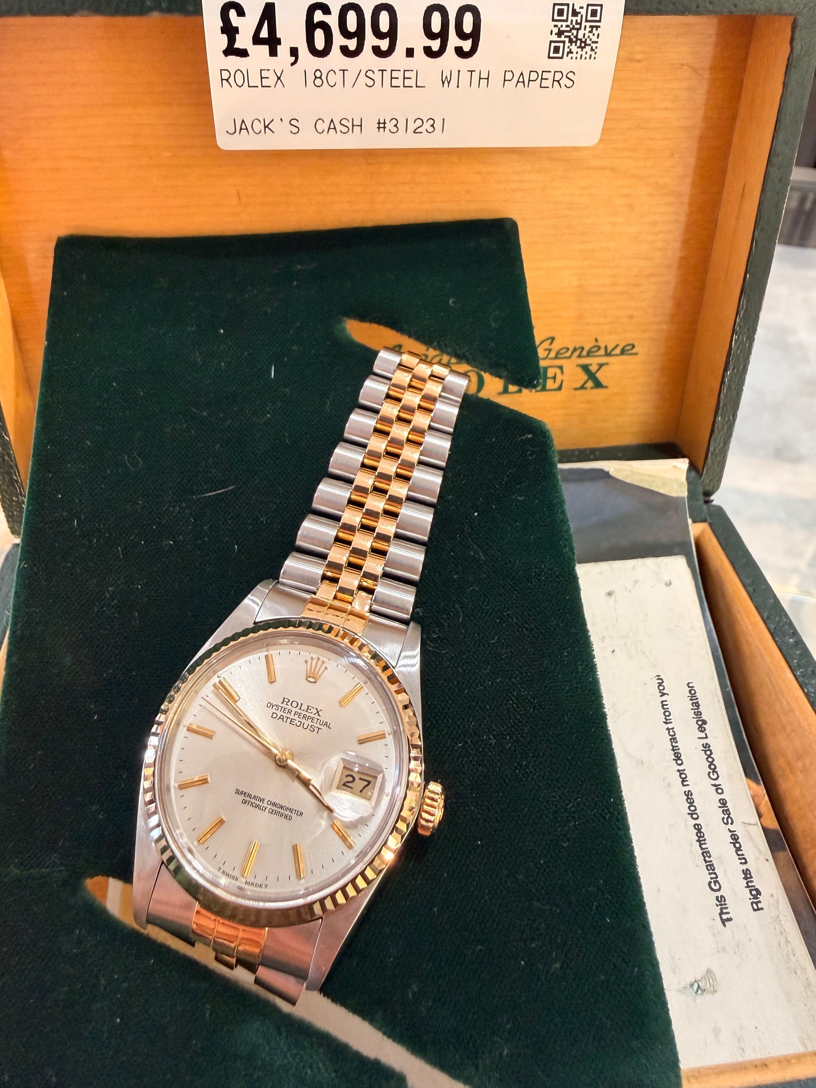 Rolex 18CT/Steel With Papers